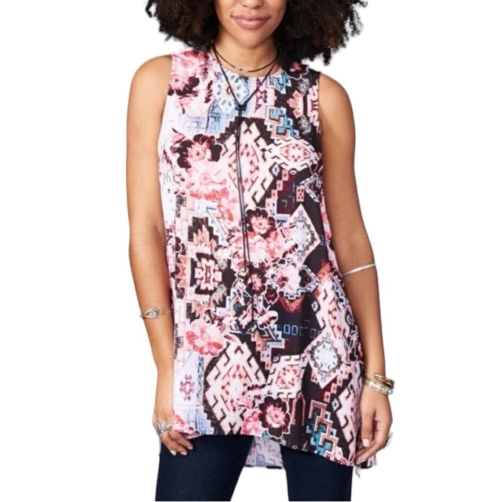 SHOW ME YOUR MUMU Floral Print Top size Small Side Slits Flowy Tunic Party‎ Work